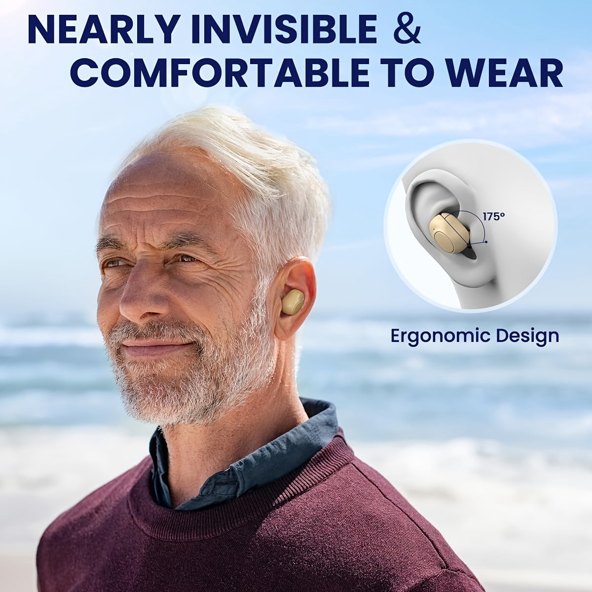 Hearing Aids for Seniors - Hearing Aid Rechargeable for Hearing Loss with Intelligent Noise Reduction, Volume Control and Portable Charging Case