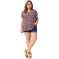 thumbnail image 3 of DARING DIVA Women's Plus Tops Floral V Neck Tulip Sleeve T-Shirt Summer Top 3X Black Red, 3 of 6