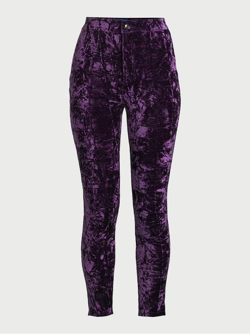CITYSHOP　CRASH VELVET PANTS パープル Scoop Crushed Velvet Skinny Pants - Comfort & Style