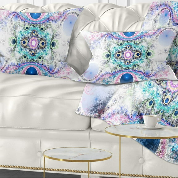 Designart Cryptical Blue Fractal Pattern - Abstract Throw Pillow - 12x20