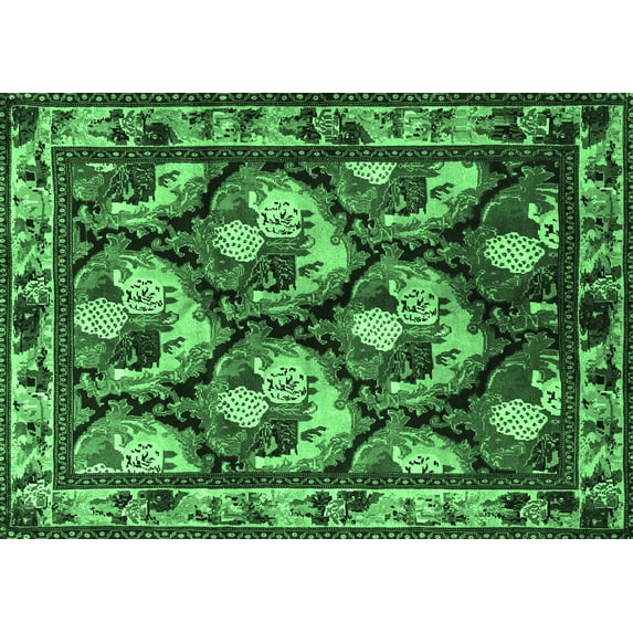 Ahgly Company Indoor Rectangle Animal Emerald Green Traditional Area Rugs, 7' x 10'