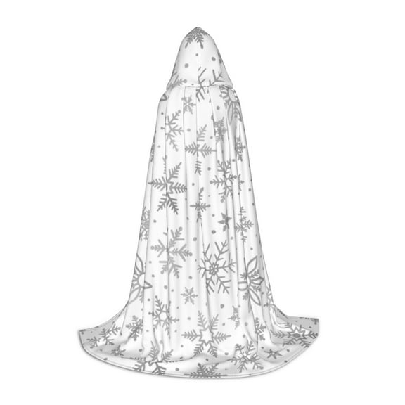 Honeii Snowflake Minimalist Print Poncho Cape, Cloak Coat, Snuggly Hooded Wearable Blanket, Hooded Cape For Teenagers,Halloween Costumes-