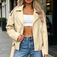 thumbnail image 5 of XUNKUSGA Faux Leather Jackets for Women Fashion Lapel Long Sleeve Zipper Up Moto Jacket Women with Buckle Belted Vintage Bike Motorcycle Coat Streetwear Khaki XL, 5 of 6