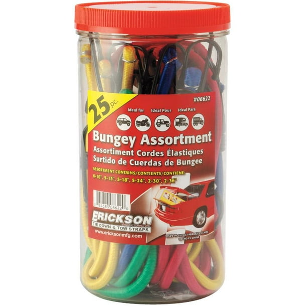Bungee Cords - Assorted Sizes + Colours, 25 Pieces 