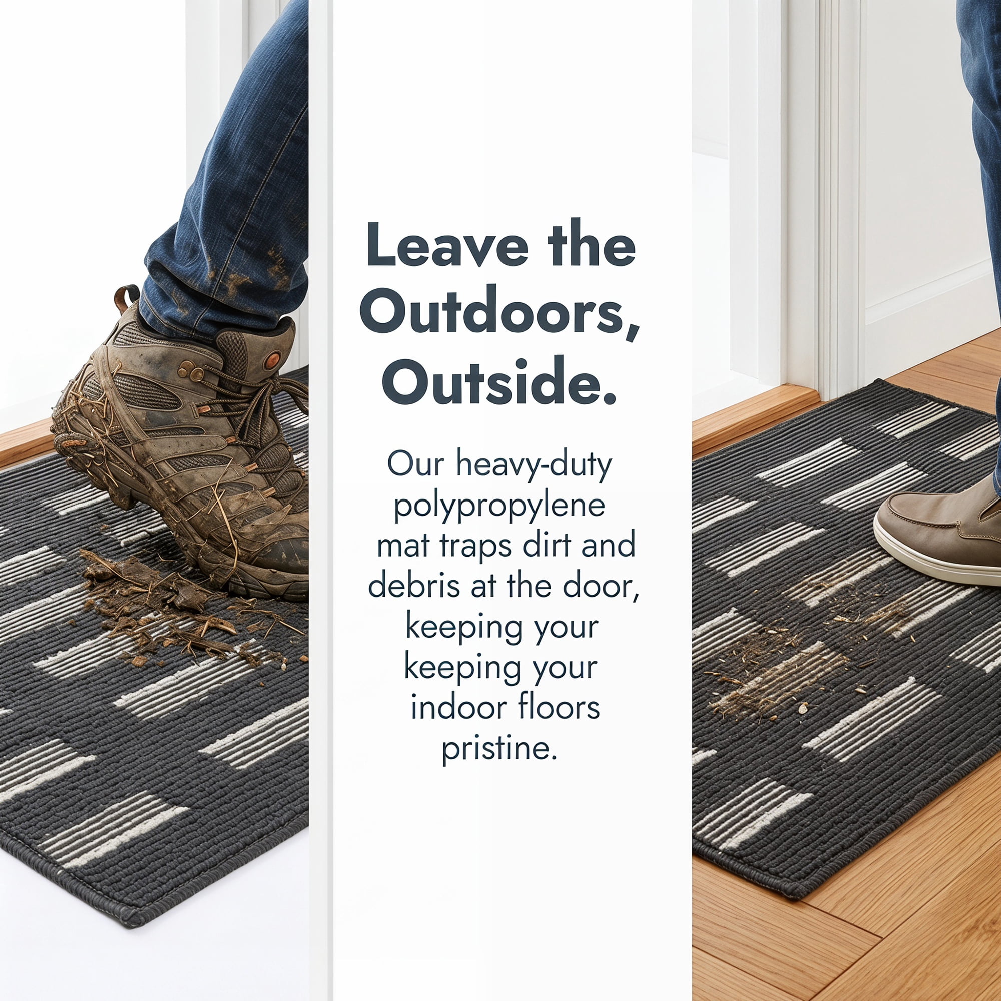 Unique Bargains Geometric Door Mat Indoor Outdoor Waterproof Welcome Mat Black 32" x 20"