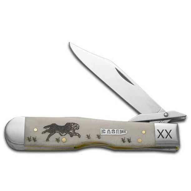 Case xx Natural Bone Running Cheetah 1/500 Stainless Pocket Knife