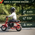 thumbnail image 5 of FRP 40cc Gas Powered Mini Bike Bundle Training Wheels for New Rides, 4-Stroke Off Road Mini Bike, Youth Pocket Bike with Pull Start & Disc Brake, 18 MPH Max Speed (Red), 5 of 9