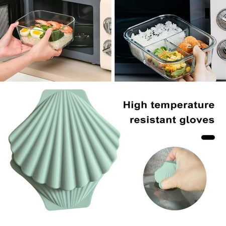 

Oiur 2Pcs Silicone Anti-scald Gloves Shell Shape Heat Resistant Non-Slip Grip Microwave Oven Pot Handle Mitt Lid Holder Kitchen Gadgets