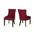 thumbnail image 4 of Velvet Bar Stools Set of 2, Solid Wood Tufted  Counter Height Stool with High Comfy Upholstered Tufted, Padded Counter Height Bar Stools with Button& Nailhead Trim, Red, 4 of 9