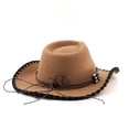 thumbnail image 6 of Large Cowboy Hat for Women,Wide Brim Felt Cowgirl Hat with Classic Hatband, 6 of 8