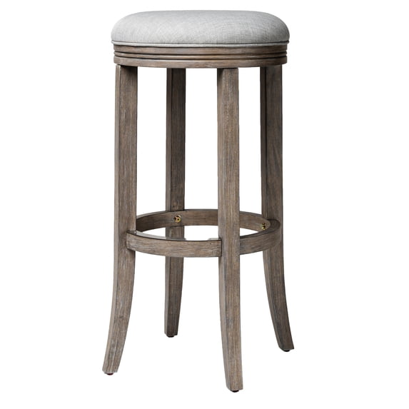 Open Box Eva Round Backless Kitchen Swivel Stool, Reclaimed Oak, Bar Height