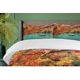 thumbnail image 4 of Ambesonne Landscape Duvet Cover Sets, Boatman in Kyoto Japan, 2-Queen, Dark Seafoam Vermilion, 4 of 7