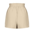 thumbnail image 6 of Linen Shorts for Women Summer Casual Elastic Waist Wide Leg Loose Fit Lightweight Beach Shorts with Pockets, 6 of 6