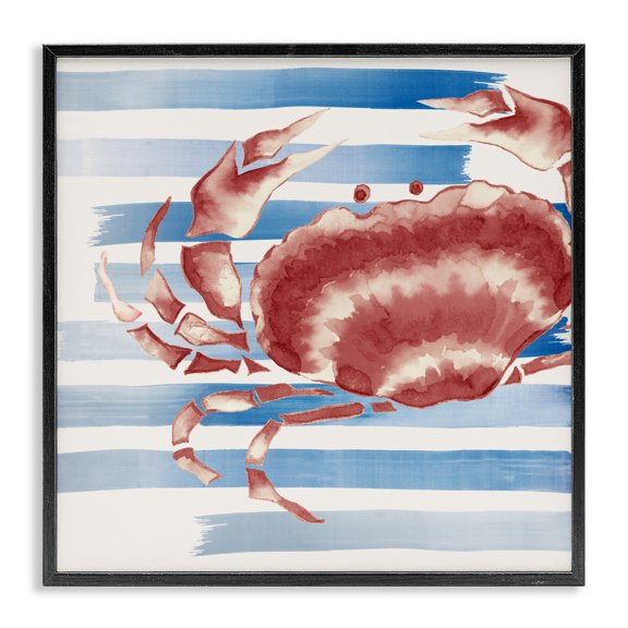 Stupell Industries Rustic Lodge Striped Claw Crab Black Framed Giclee Art, 12 x 12, by Eli Jones