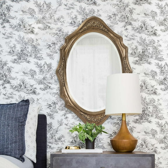 Tyler Dillon Bronze Wood Oval Framed Wall Mirror