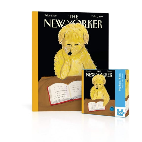 New York Puzzle Company Dog Reads Book Mini 100 Piece Mini Puzzle