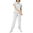 thumbnail image 2 of Minjewel Women's V-Neck Short Sleeve Scrubs for Women Set with Pockets, Durable & Comfortable Scrub Set for Hospital & Caregiving Duty,White XL, 2 of 7