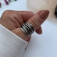 thumbnail image 5 of Chunky Silver Multi Layer Band Signet Ring, Thumb Weaved Layered Ring, 5 of 10