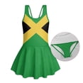 thumbnail image 6 of COEQINE Girls One Piece Swimsuit with Skirt, Scoop Neck & V Back Fashion Swimming Bathing Suit Sleeveless Summer Beach Swimwear for Kids Age 12-13, Jamaican Flag Pattern, 6 of 8