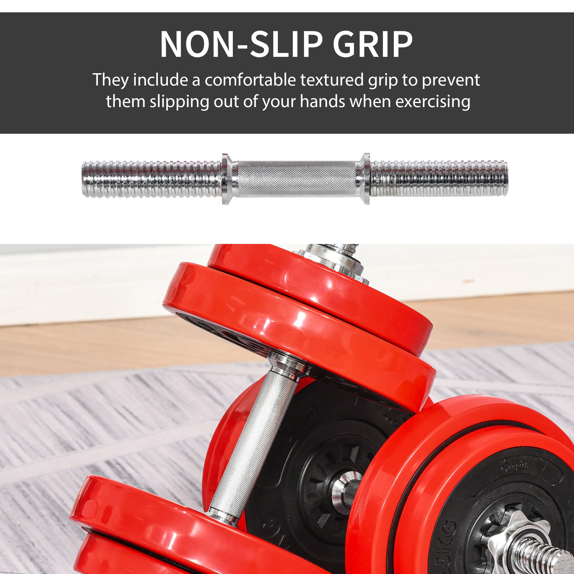 Soozier Adjustable Dumbbell Set, 44 lbs. Free Weight Set, 2-in-1 Adjustable Convertible Barbell, Home Gym Equipment Suitable for Men & Women