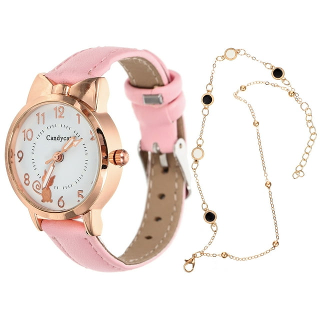 WORGEOUS 1 juego de relojes y pulseras Mujeres de dibujos animados Decoraciones de brazalete de pulsera de moda para damas
