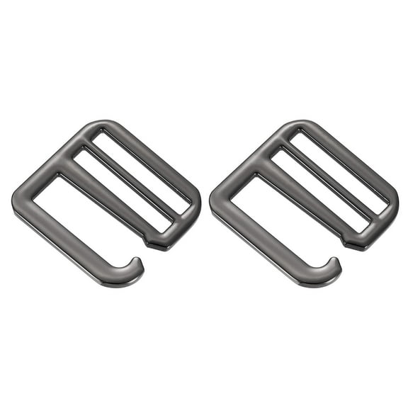 2Pack G-Hook Webbing Buckles, 32mm Flat Tri-Glide, Metallic Black