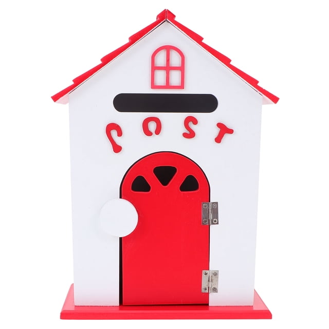Red Decorative Post Box Made of Composite Material for Home Ornament and Photo Prop 7.5x5.2x8.3 Inches