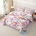 thumbnail image 3 of Manfei Halloween Pumpkin Quilt Full,Lovely Ghosts Floral Full Bedspread Sets,Beige,3 Pieces, 3 of 7