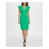 DKNY Womens Green Cap Sleeve V Neck Short Sheath Cocktail Dress Size: 10