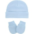 thumbnail image 5 of Baby Hats Mittens Set Newborn Cute Cotton Cap Baby No Scratch Gloves for Infants 4 Sets White&Pure Blue&Navy Blue&Grey 0-6 Months, 5 of 6