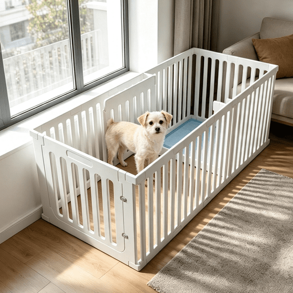 Qoility 25.6"H Indoor Dog Playpen, 14 Panels, White