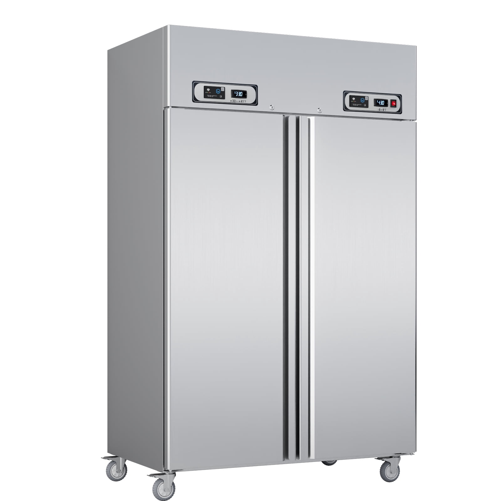 VEECOOL Commercial Refrigerator Freezer Combo WiFi Enabled with Smart App Control, 48" W 36 Cu.Ft Dual Temperature Stainless Steel Upright Fridge and Freezer Combo for Restaurant, Garage, Kitchen