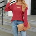 thumbnail image 5 of GigrtiJin Womens Cold Shoulder Tops Cut out Neck Long Sleeve Solid Color Shirts off Shoulder Casual Tunic Top Blouse, 5 of 8