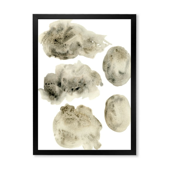 Designart 'Golden Beige and Grey Clouds II' Modern Framed Art Print