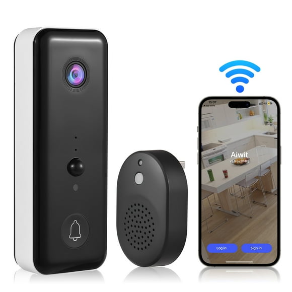 Video Doorbell Camera Wireless with Chime Ringer Battery Powered Smart AI PIR Human Detection IP65 Waterproof 2.4G WiFi 2-Way Audio Night Viewing Cloud Storage Front Door Camera Indoor/Outdoor