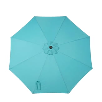 blue oaqua outdoor patio umbrella replacement canvas Covered Living 9ft Umbrella Replacement Canopy 6 Ribs in Turquoise Olefin (Canopy Only)