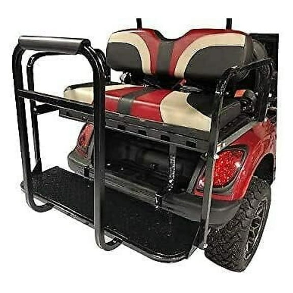 Golf Cart Rear Seat Grab Bar for EZGO, Club Car - No Drill Required | Black Steel Handle, Durable Stability, Accessory Rail System