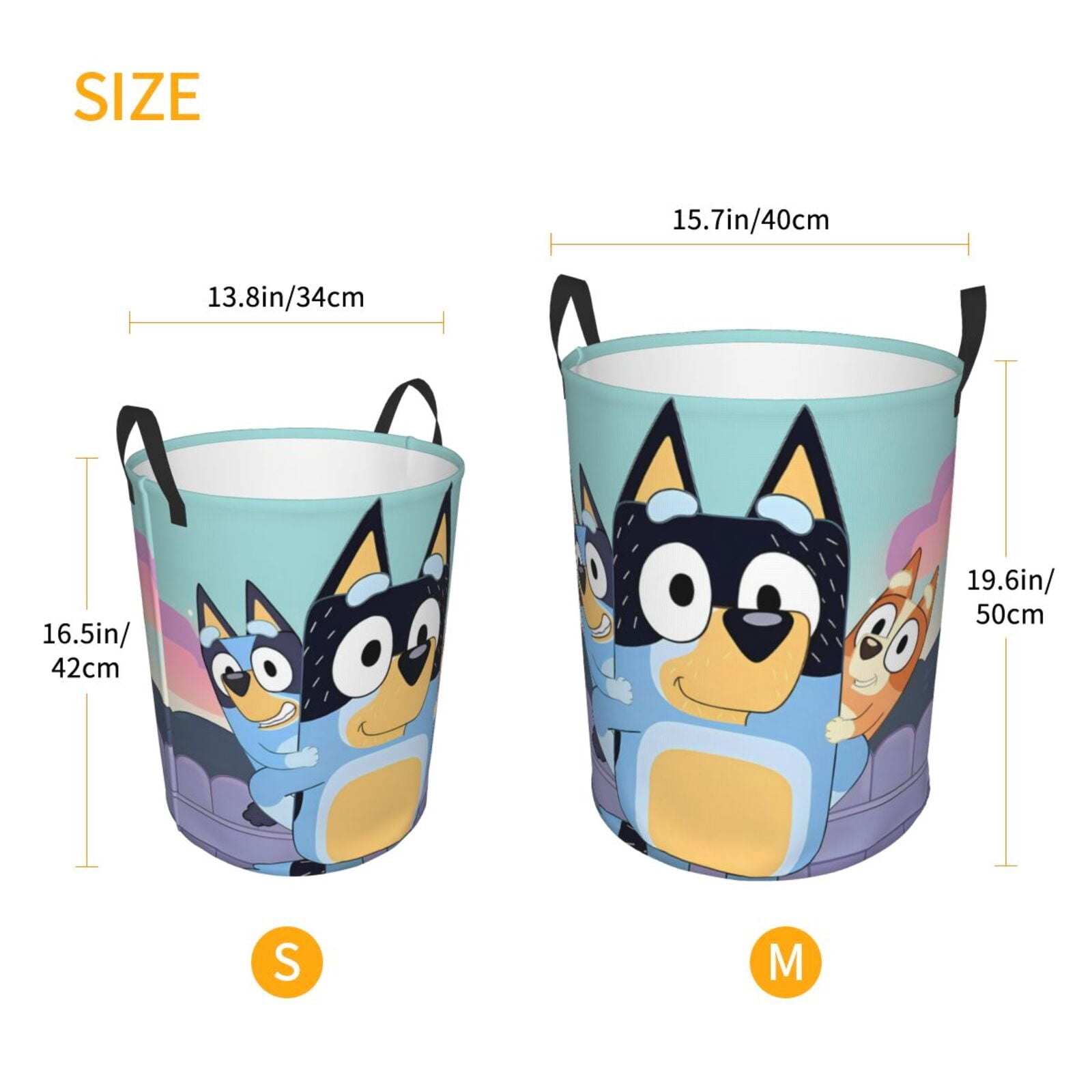 Netaao Bluey for Circular Hamper Modern Laundry Basket with Handles-Small