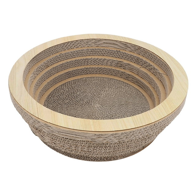 Round Cat Scratching Board, 2 in 1 Cat Scratcher Bowl Multifunctional Cat Scratching Lounge Bed Prevents Furniture Damage Cat Cardboard Pad for Small Medium Large