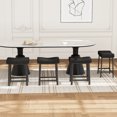 thumbnail image 1 of Taburetes de Bar Modernos de Cuero Sintético Gris - Juego de 4, Altura para Mostrador con Patas Blancas y Reposapiés, negro, 1 of 12