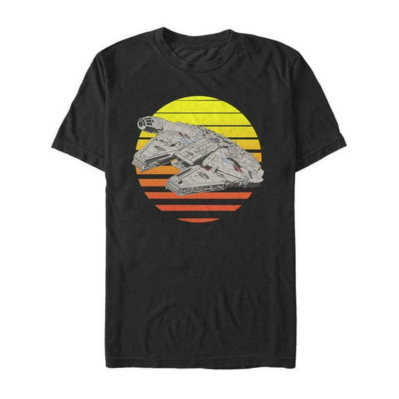 Men's Star Wars The Last Jedi Millennium Falcon Sunset Graphic Tee Black 4X Large