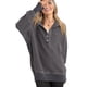 thumbnail image 3 of Sudadera con Capucha de Larga Extragrande para Mujer, Cuello en V, Botones y Abertura Lateral, Estilo Informal. Gris S, 3 of 9