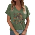 thumbnail image 2 of TrendOFT Wildflowers Graphic Tees for Women Boho Flowers V Neck Shirts Cute Casual Summer Tops Short Sleeve T Shirt Green XL, 2 of 4