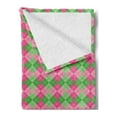 thumbnail image 2 of Abstract Soft Flannel Fleece Throw Blanket, Argyle Inspired Classic Print in Lively Tones, Cozy Plush for Indoor and Outdoor Use, 70" x 90", Pink Lime Green, by Ambesonne, 2 of 5