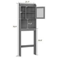 thumbnail image 2 of Over The Toilet Cabinet Double Door Wood Bathroom Storage Organizer with Adjustable Shelves, Cubby and Tempered Glass Door (Grey), 2 of 9