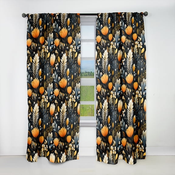 Designart "Boho Naturalist I" Botanical Blackout Curtain Panels