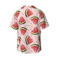 thumbnail image 5 of Uemuo Hand Drawn Watermelon Pattern Cotton Linen Short Sleeve Shirts,Casual Lightweight Button Down Shirts,Vacation Beach Summer Tops-X-Large, 5 of 7