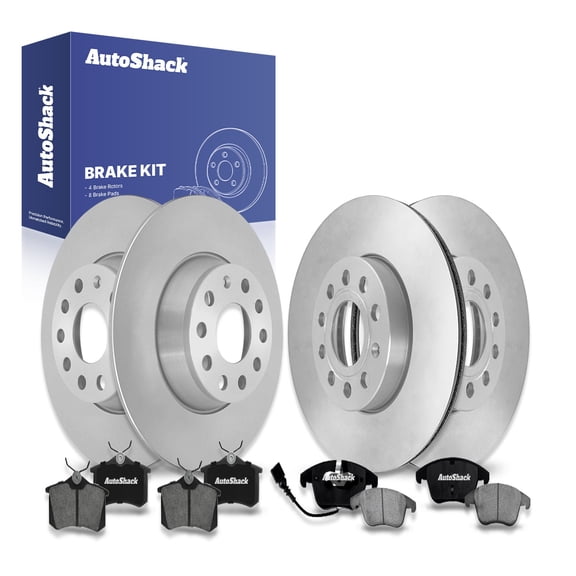 AutoShack Front & Rear Brake Rotors & Ceramic Pads for Volkswagen & Audi, Jetta 2014-2018 Golf 2011 A3 2011-2013, FWD L4 1.4L 1.8L 2.0L L5 2.5L