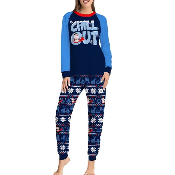 Txlixc Traje de pijama de Navidad familiar, blusa de manga larga impresa con letras + pantalones impresos de alce Snowflake Santa Claus Txlixc moda