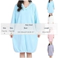 thumbnail image 3 of Kaemgyyd Womens Hooded Pullover Robe Knee Length Plush Bathrobe Soft Fluffy Lounger Robes Bow Front Clothes（Sky Blue,One Size）, 3 of 5